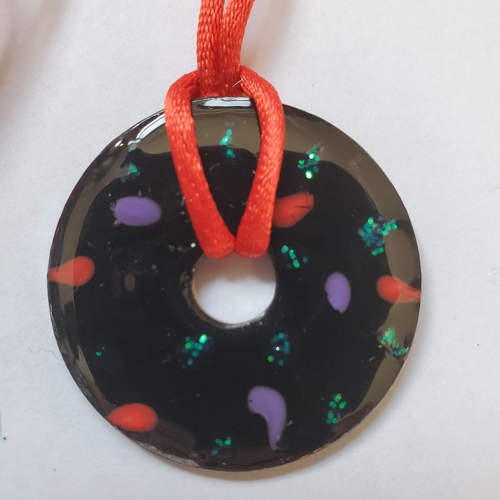 Mix Colors Hand Painted Pendant 24'' Necklace.